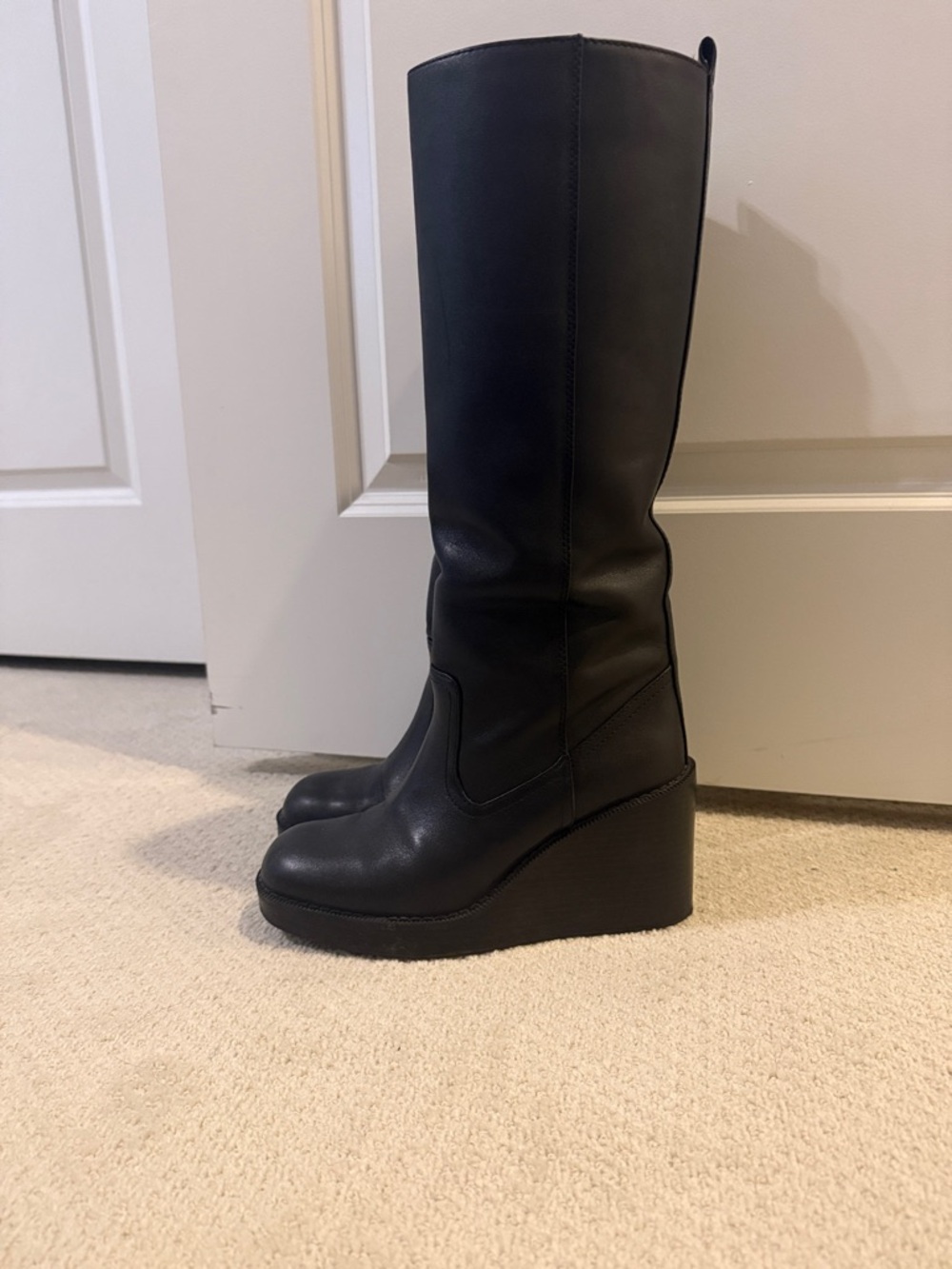 Zara Tall Black Over-the-Knee Smooth Leather Boots